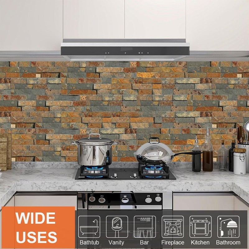 TUOKING 54-Pieces Peel and Stick Backsplash Tiles for Kitchen 4"x 12" PVC Self-Adhesive Subway Matte Faux Stone Wall Panel Brick Stick on Backspalsh for Bathroom(LPM-18-54PCS) - Image 2